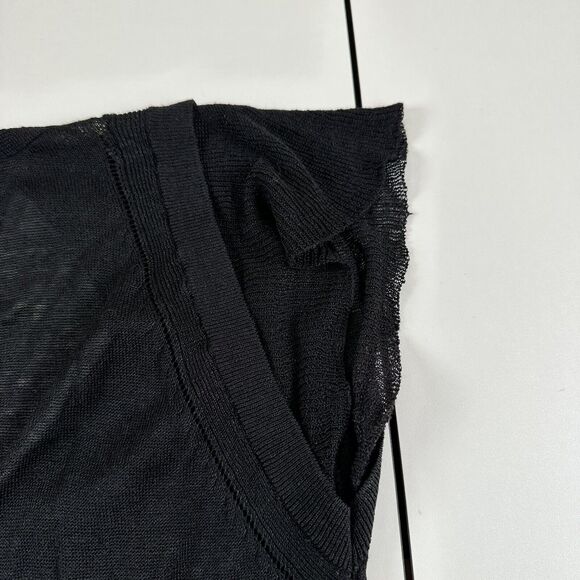 Sandro Black Linen Blend Knit Drawstring Waist V Neck Dress Womens Sz 1 US S - Picture 11 of 11